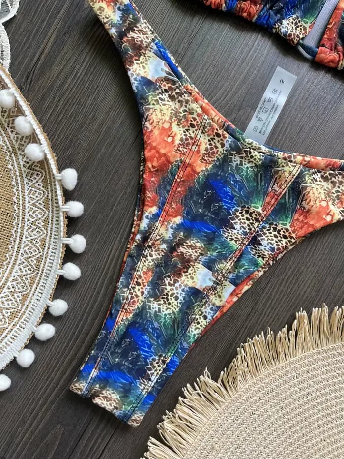 Maillot de bain micro sexy pour femme, ensemble bikini brésilien imprimé, string, tenue de plage