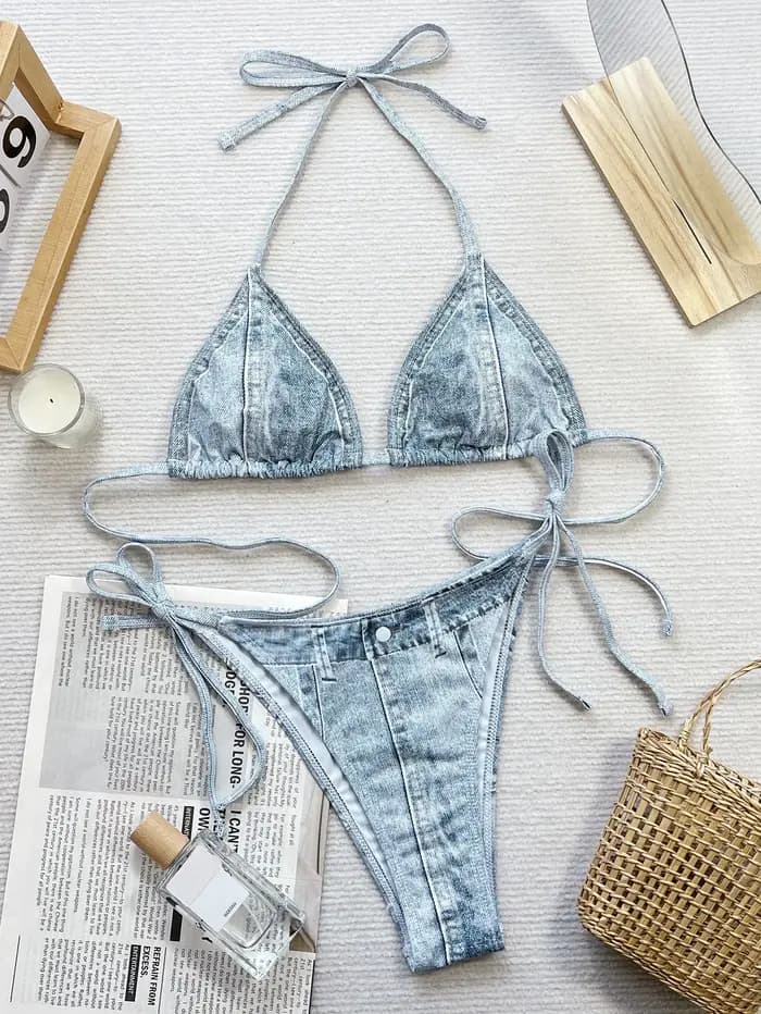 Sexy Denim imprimé Bikinis femme été 2026 Push Up Bikini ensemble maillot de bain deux pièces string maillots de bain maillot de bain maillots de bain