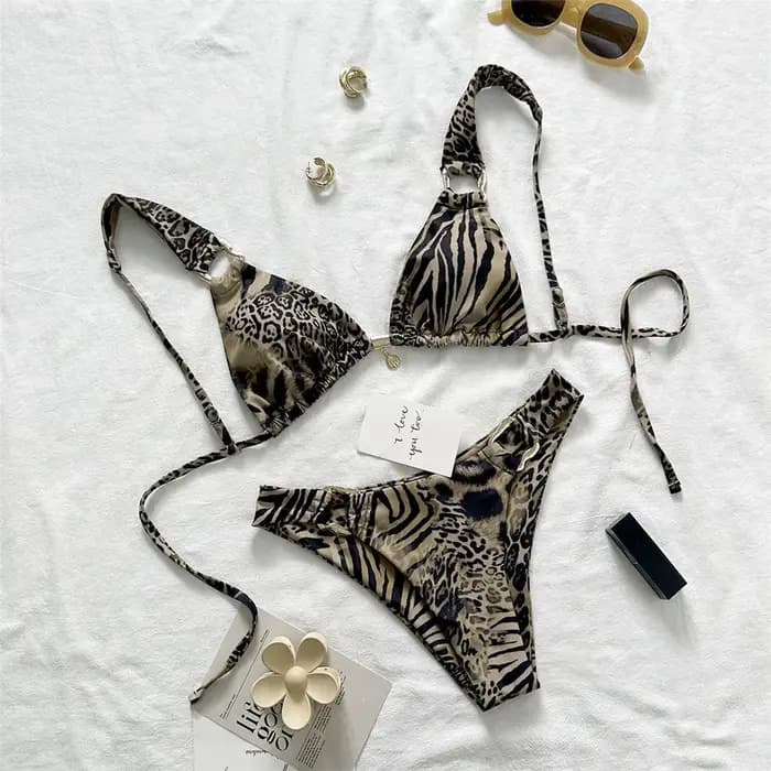 Maillot de bain bikini brésilien léopard pour femme