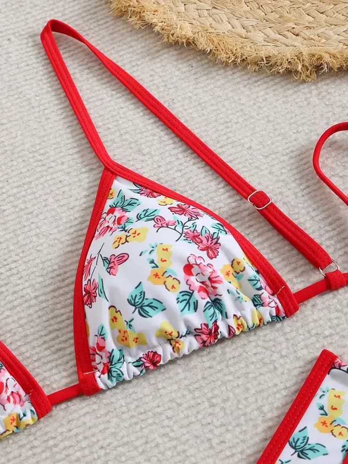 Maillot de bain deux pièces imprimé floral pour femmes
