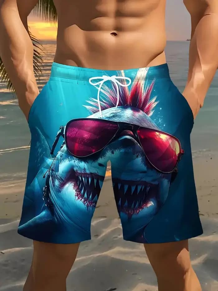 Short de plage pour hommes, imprimé requin 3D, short de bain pour hommes, vêtements de rue d'été, séchage rapide, Harajuku Y2k, livraison directe