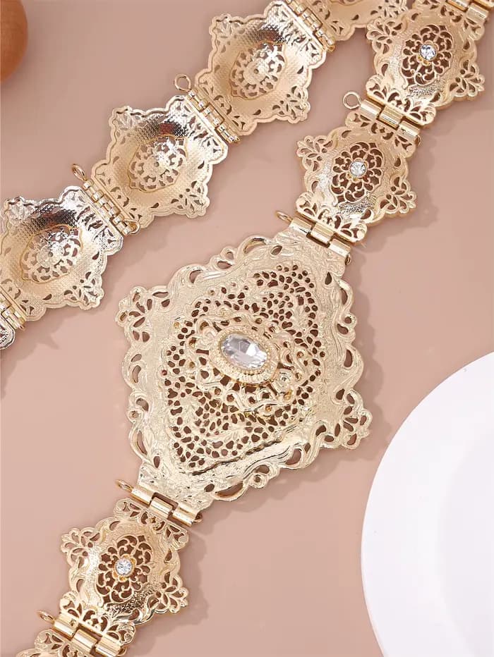Caftan Chic pour femmes, ceinture de mariage en métal couleur or, ceinture marocaine de luxe pour ro