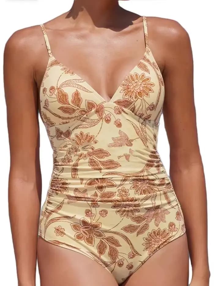 Vzvn 2025 nouvelles femmes Sexy plissé col en V une pièce maillots de bain dos nu