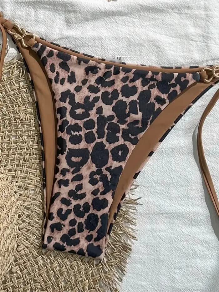 2025 nouveauté ensemble de Bikini licou imprimé léopard européen et américain pour femmes