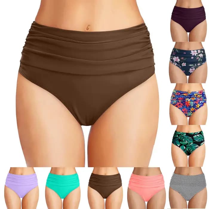 Traje De BañO Mujer 2025 Femmes Taille Haute Bas De Bikini Coupe Haute Bas De Bain Couverture Complète Bas De Maillot De Bain Blanshenlьник ж браrien