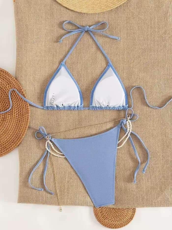 Haut de bikini triangle sexy pour femme, nouvelle collection 2026, maillot de bain tendance, tenue de plage deux pièces, bikini sexy simple uni à licou