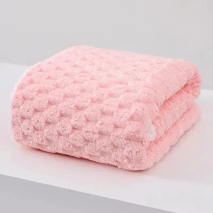 Grands serviettes de bain en microfibre polaire corail épaisse de couleur unie