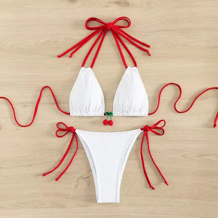 Ensemble de maillot de bain bikini été 2026 tendance sexy dos nu 2 pièces pour femme avec lacets et