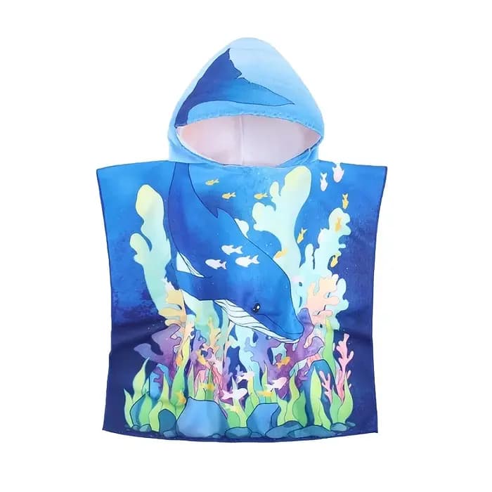 Cape de bain à capuche pour enfants avec imprimés sirène