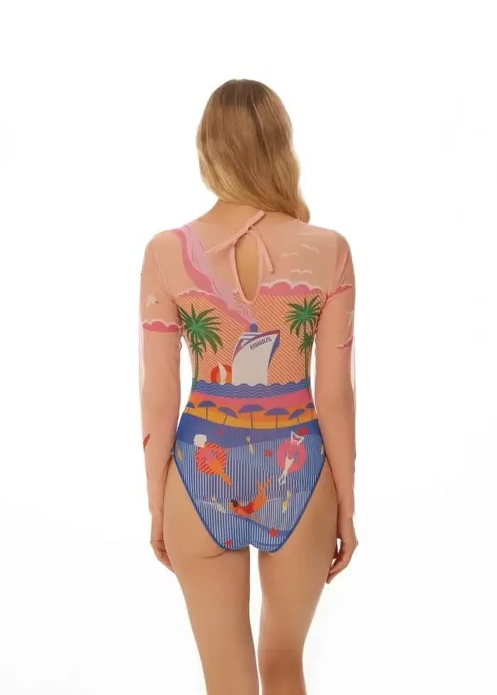 Maille taille haute Sexy maillot de bain femmes été maillot de bain ensemble Bikini à manches longues maillots de bain plage maillot de bain pour femme Куwlльник