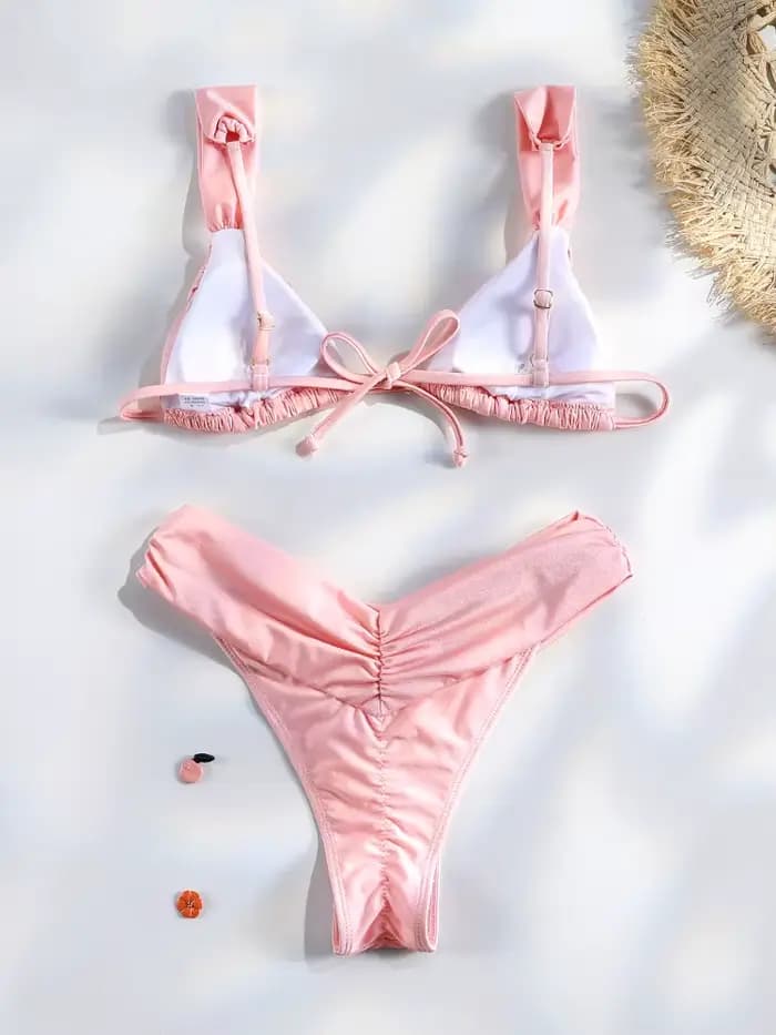 Plissé brésilien plis Bikini ensemble Sexy Micro Bikinis 2025 femmes maillot de bain femme Triangle maillots de bain vêtements de plage maillot de bain
