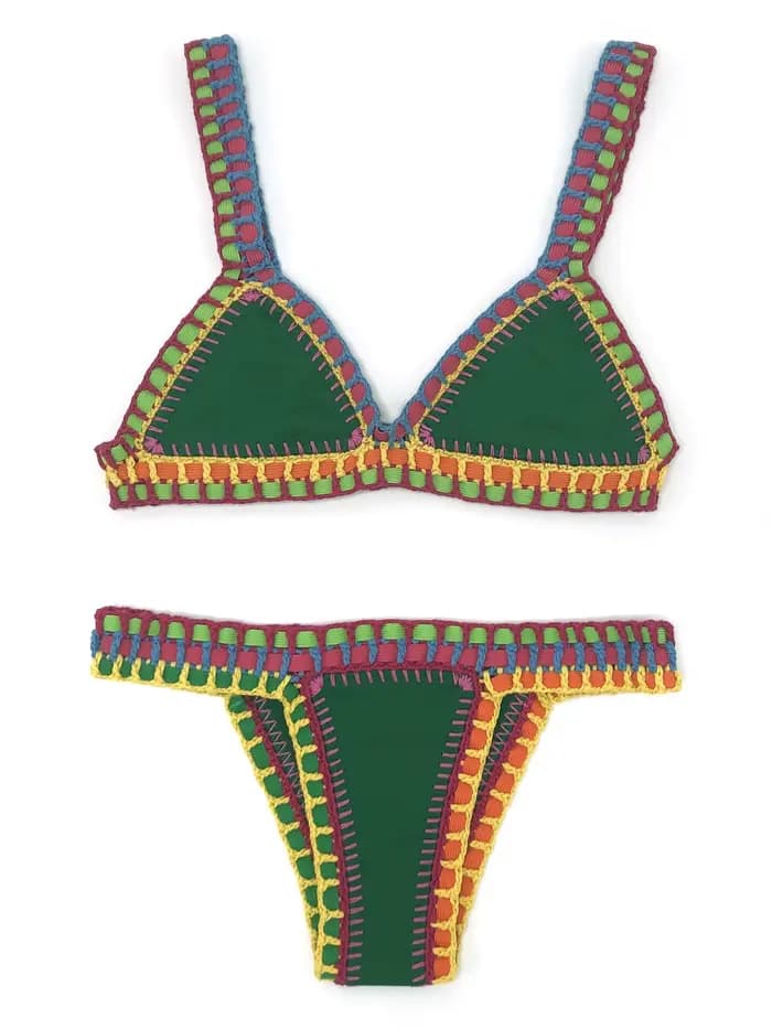 Vert Crochet Bikini ensemble femmes Maillot De Bain maillots De Bain maillots De Bain Feminino Bikinis Maillot De Bain Femme Badeanzug Damen Maillot De Bain