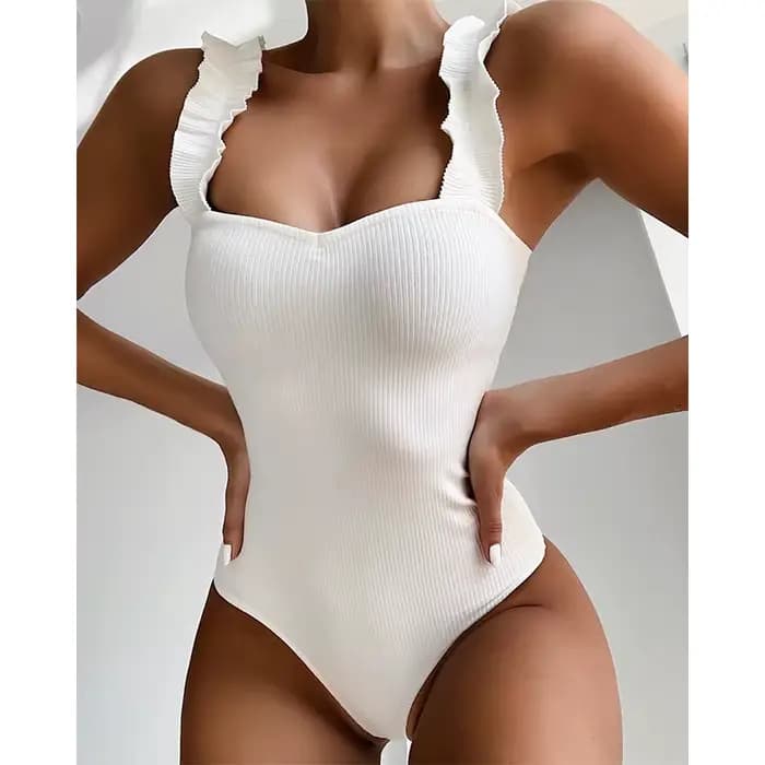Maillot de bain une pièce Sexy pour femmes, à volants, oreilles en bois, Push Up, Monokini, vêtements de plage, nouvelle collection, 2025