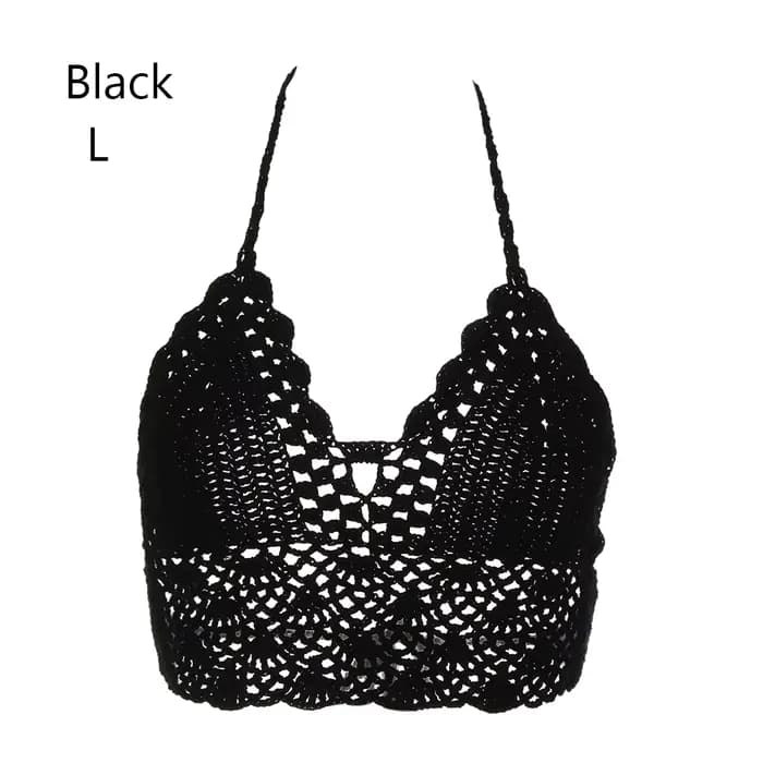 Nouveau Sexy Bikini haut court Crochet Boho plage Camisoles Bikini Bralette licou Cami tricoté soutien-gorge femmes dos nu maillots de bain débardeur