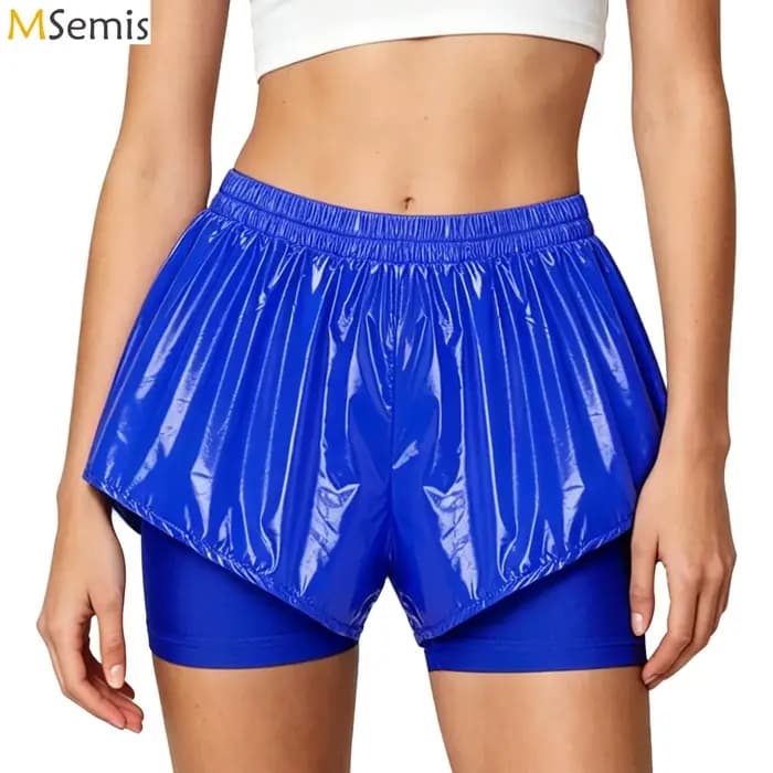 Shorts de bain imperméables pour femmes, taille haute, coupe ample, brillants, double couche, pour festivals, clubs et soirées