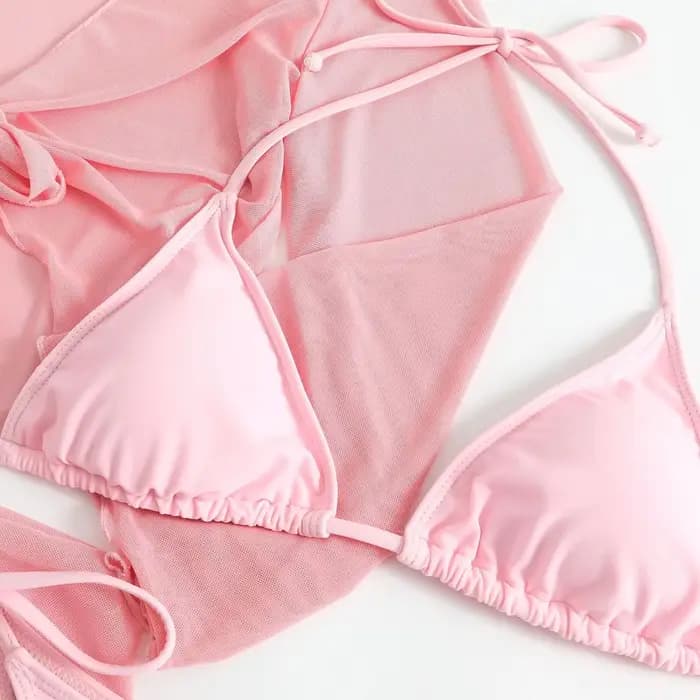 Ensemble de bikinis micro mini roses pour femmes