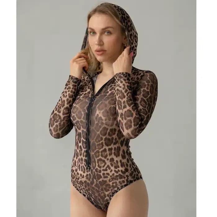 Ensemble bikini en maille avec fermeture éclair, maillot de bain sexy à capuche pour femme, maillot