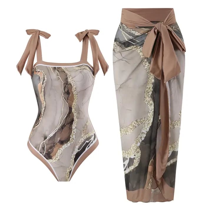 Maillot de bain une pièce imprimé numérique, sur mesure, pour femmes, Protection solaire conservatrice, jupe en gaze, 2-P, nouvelle collection été