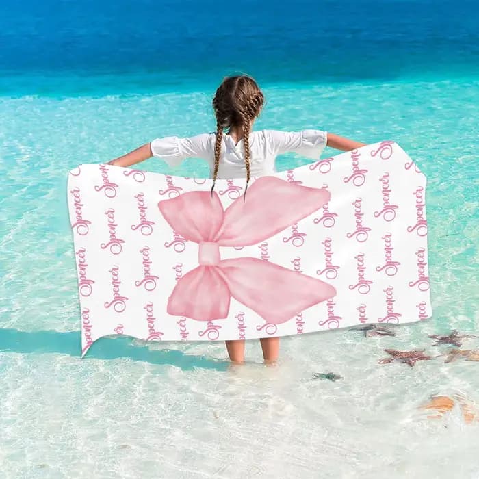 Serviettes de plage personnalisées avec grand nœud pour enfants filles