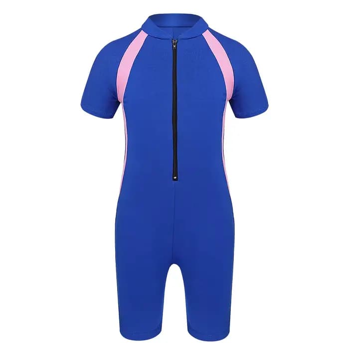 Combinaison de plongée une pièce à manches courtes zippée pour filles, maillot de bain shorty, prote