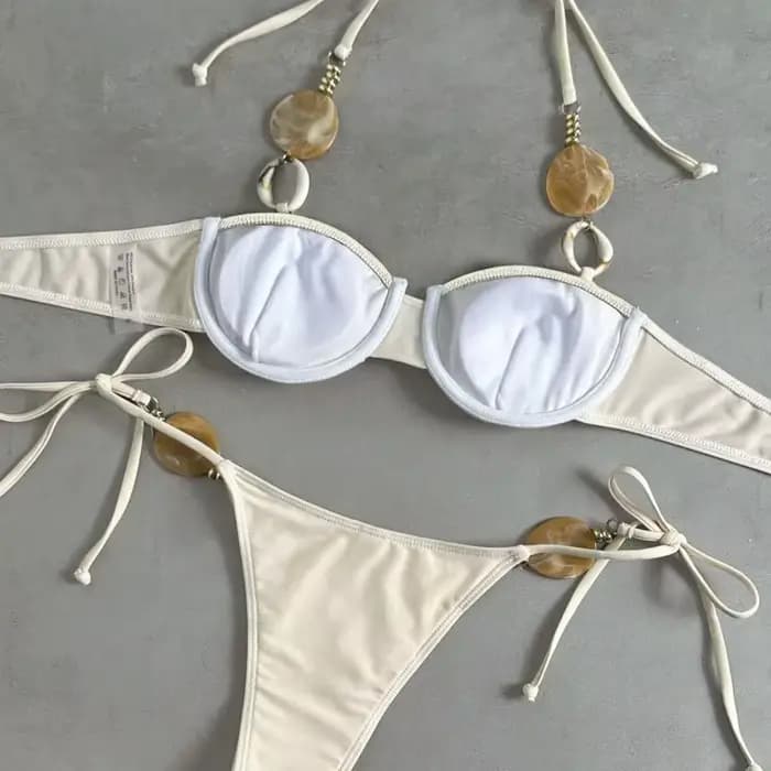 Nouvel ensemble de bikini sexy pour femme, dos nu, style européen et américain, couleur unie, mode plage estivale