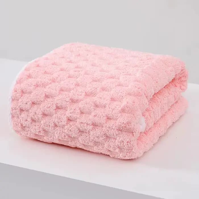 Grands serviettes de bain en microfibre polaire corail épaisse de couleur unie, très absorbantes, à