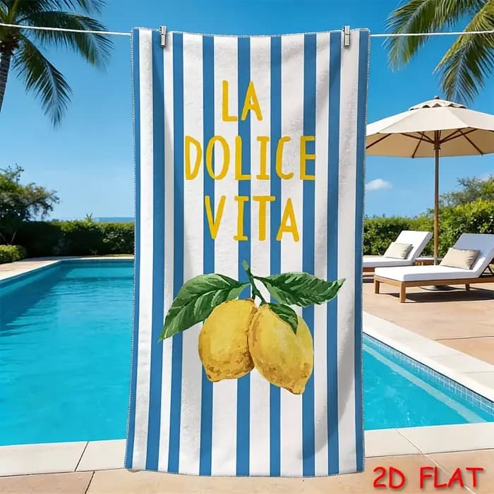 Serviette de plage La Dolce Vita à imprimé citron