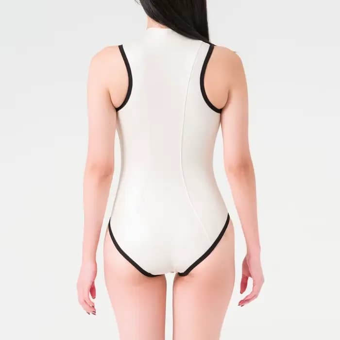 Maillot de bain bikini sans manches métallisé brillant avec fermeture éclair avant, amincissant, pour le surf, doublure en Lycra, imperméable, pour eau chaude