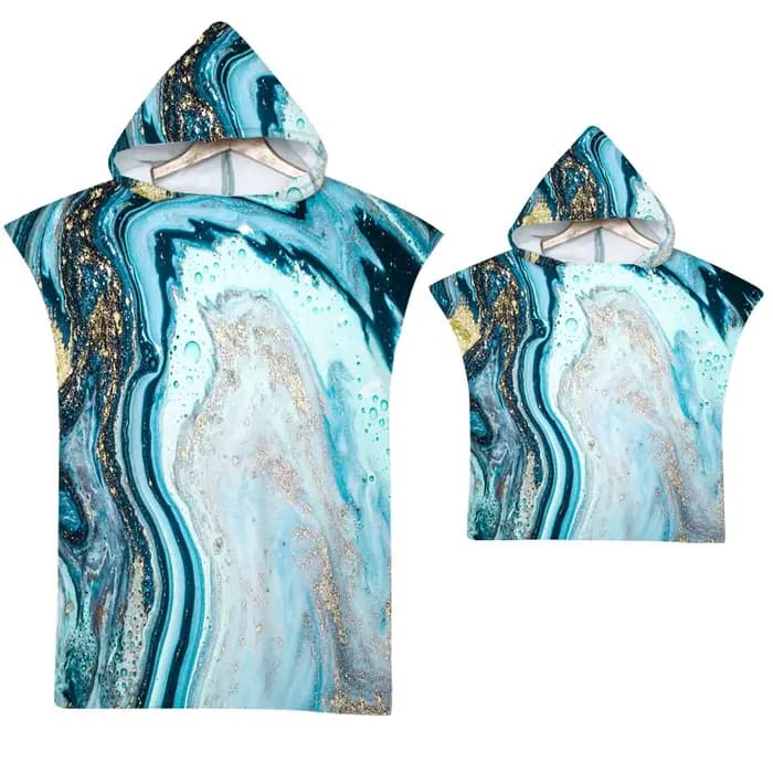 Serviette de plage en marbre de luxe pour adultes et enfants, combinaison à capuche Everak, poncho en microcarence, peignoir à séchage rapide, dorure, natation et surf, adulte et enfant