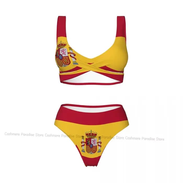 Le Bikini Push-Up femmes Sexy maillot de bain séparé drapeau espagnol deux pièces vêtements de plage