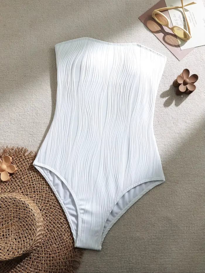 Sexy maillot de bain bandeau femmes 2025 blanc creux pansement croix cordon une pièce