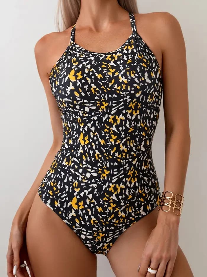 Maillot de bain imprimé 2026 pour femme, une pièce, dos nu, sexy, combinaison de bain, tenue de plage