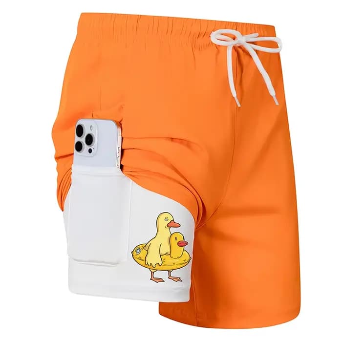 Short de bain 2 en 1 pour hommes avec imprimé canard amusant