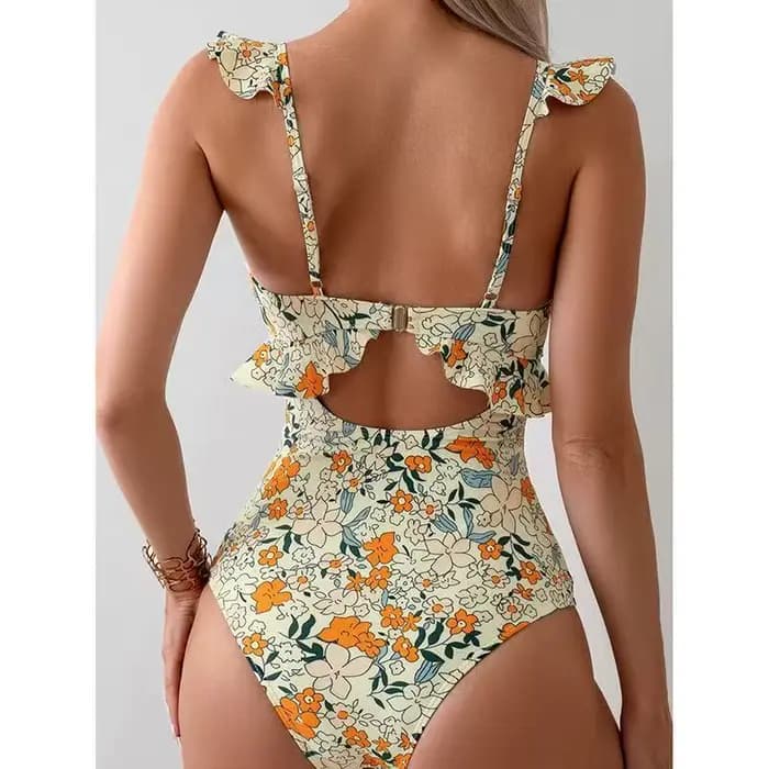 Nouveau Maillot de Bain Femme 2026 Une Pièce Bikini Floral Volants Plage Été Monokini Biquinis