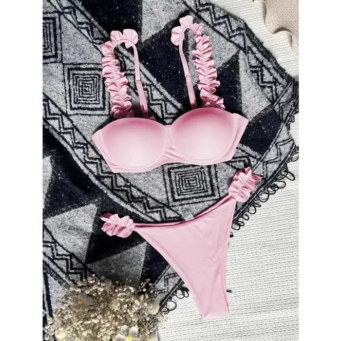 Push Up Bikini ensemble femmes maillots de bain Sexy froncé jarretelle maillot de bain Micro Bikini 2025 nouveau deux pièces maillots de bain Biquini femme