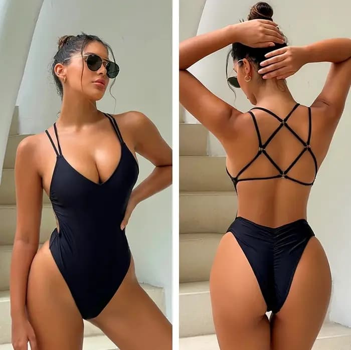 Maillot de bain rembourré sexy dos nu une pièce pour femme 2026 - Maio Biquini Mujer Trikini Badpak Dames Bikini