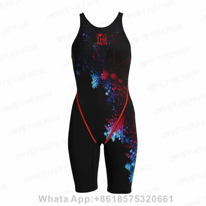 Maillot de bain pour femmes, compétition, entraînement, technologie, col au genou, dos ouvert, bretelles confortables, ensemble deux pièces, 2023