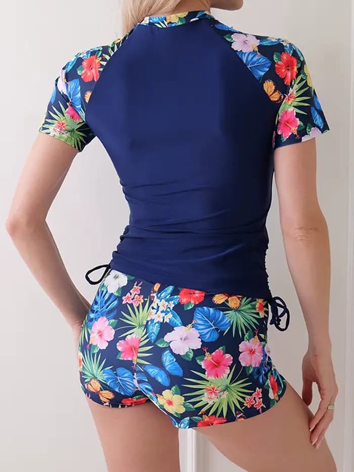 Maillot de bain de surf imprimé 2026 à manches courtes pour femme