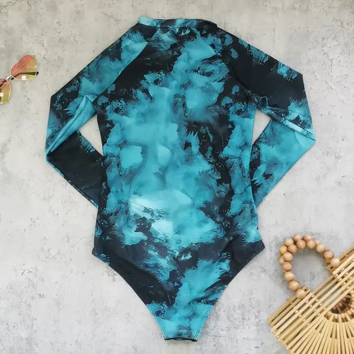 Maillot de bain une pièce à manches longues pour femme 2026 – Monokini uni tropical pour le surf