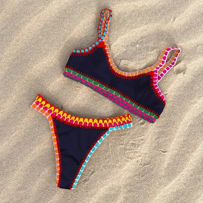 Crochet Bikini 2025 Bandeau Biquini femmes Sexy maillot de bain femme Push Up maillots de bain solide Patchwork maillot de bain crochet maillots de bain