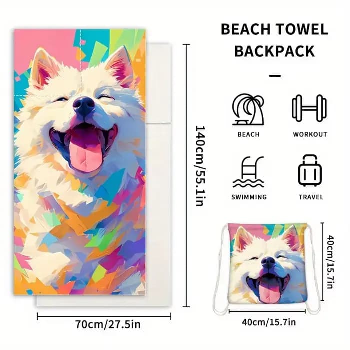 Serviette de plage pliable 2-en-1 pour l'extérieur