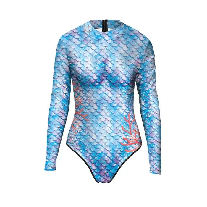 Nadanbao 2025 nouveau printemps été une pièce maillot de bain écailles de poisson impression à manches longues sirène