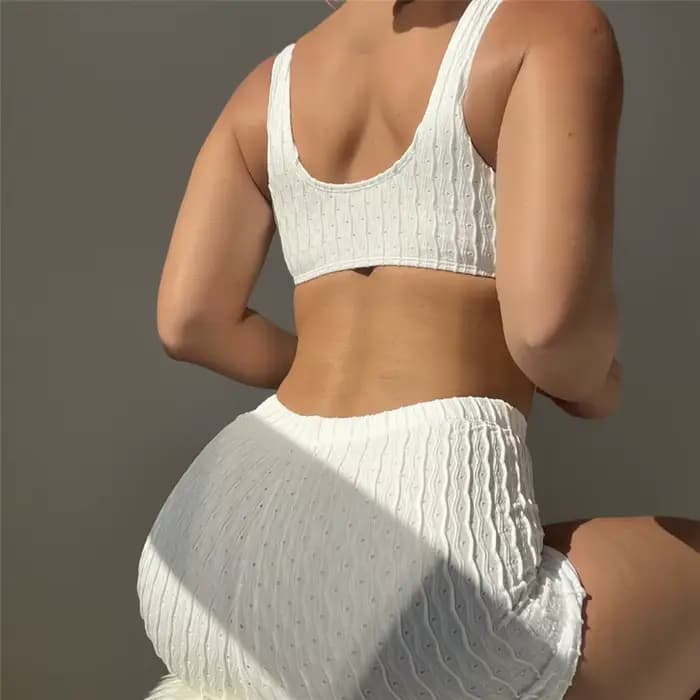 Maillot de bain blanc sexy pour femmes, culotte taille haute, string, ensemble deux pièces, bikini, 2024