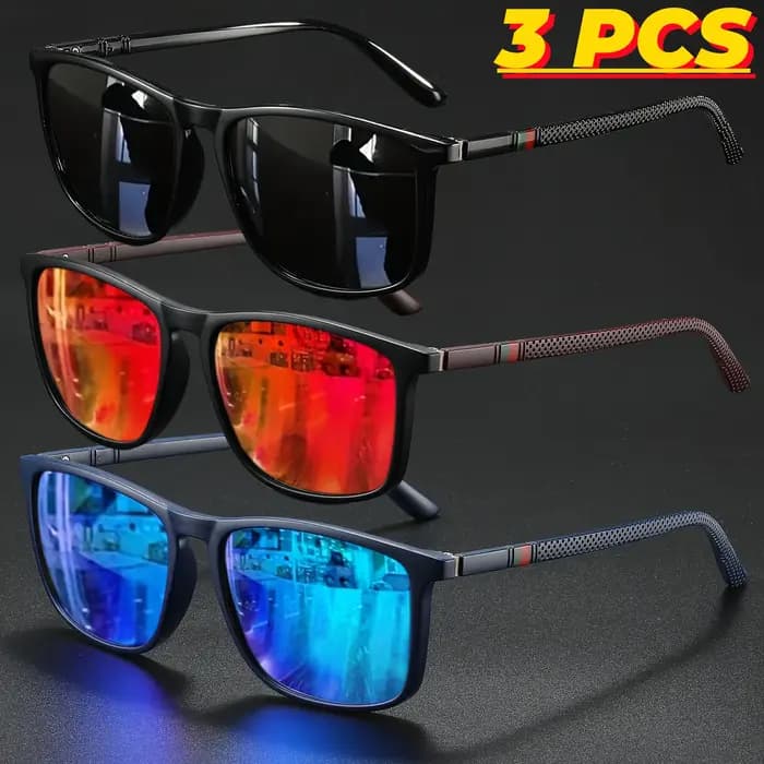Lunettes de soleil de protection polarisées carrées, Anti-éblouissement, pour fête d'été, vacances,