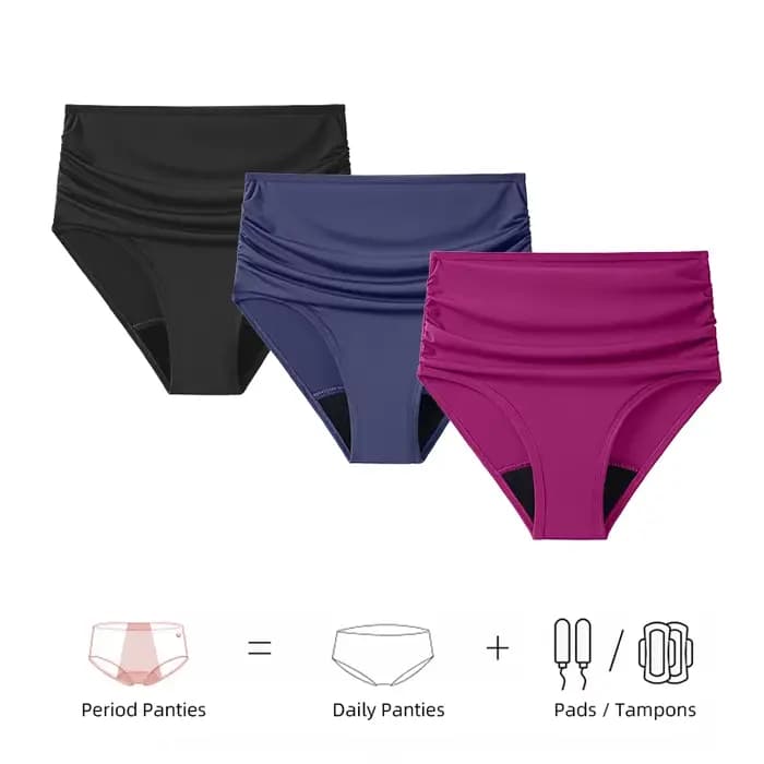 Maillot de bain menstruel 4 couches anti-fuite, bas de Bikini, vêtements de plage absorbants, culotte menstruelle à flux lourd, grande taille