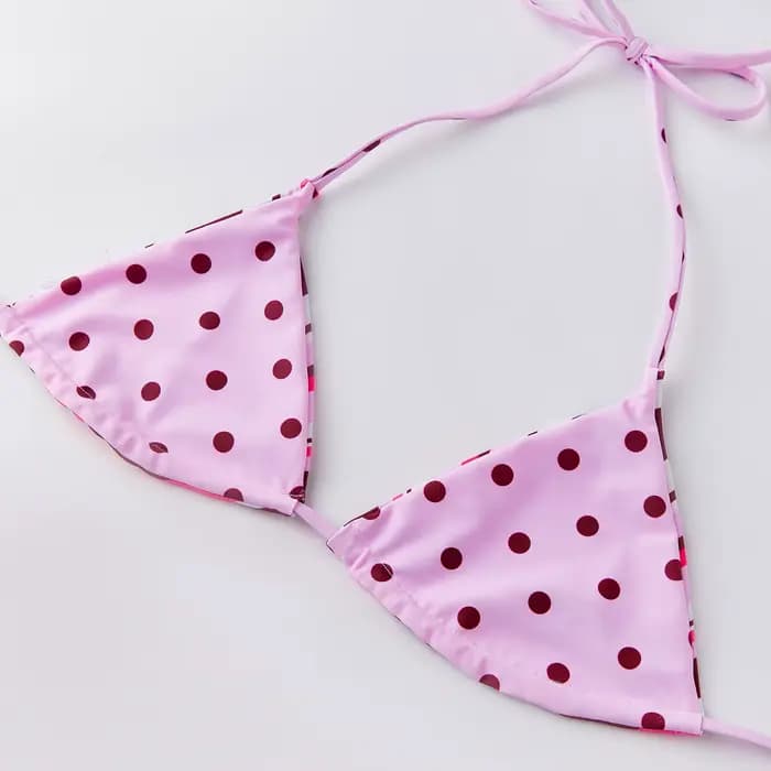 Ensemble 2 pièces pour femmes, haut de bikini à bretelles et short, maillot de bain élégant, imprimé à pois, maillot de bain d'été