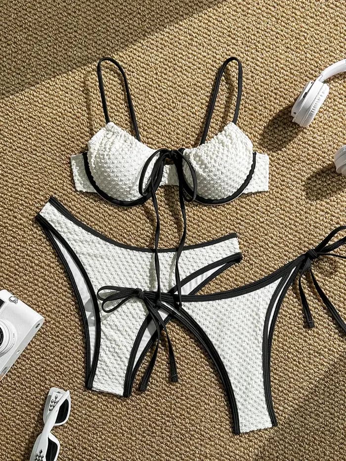 Ensemble bikini 3 pièces blanc 2026 pour femme