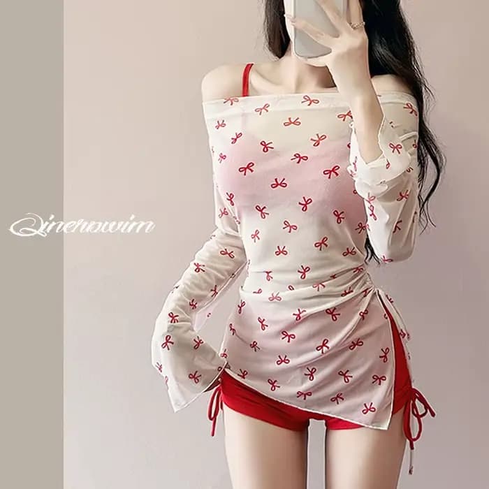 Maillot de bain trois pièces fendu pour femmes