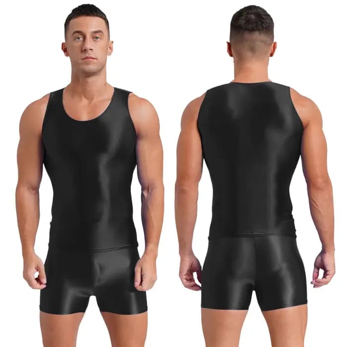 Maillot de bain pour hommes, brillant, lisse, deux pièces, tenue de sport, Yoga, Fitness, vêtements
