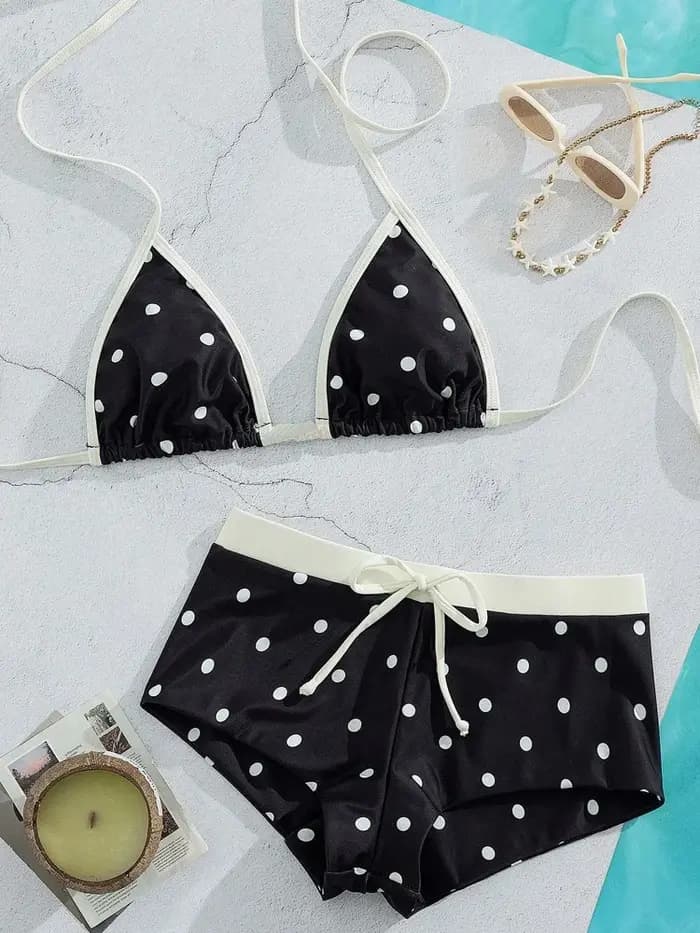 Ensemble bikini brésilien à pois pour femme